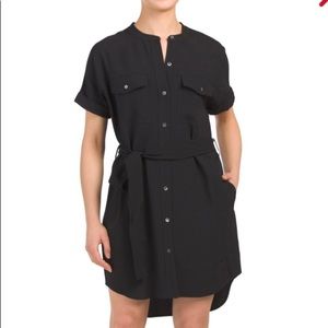 Theory Rosina Crepe Belted Cargo Dress